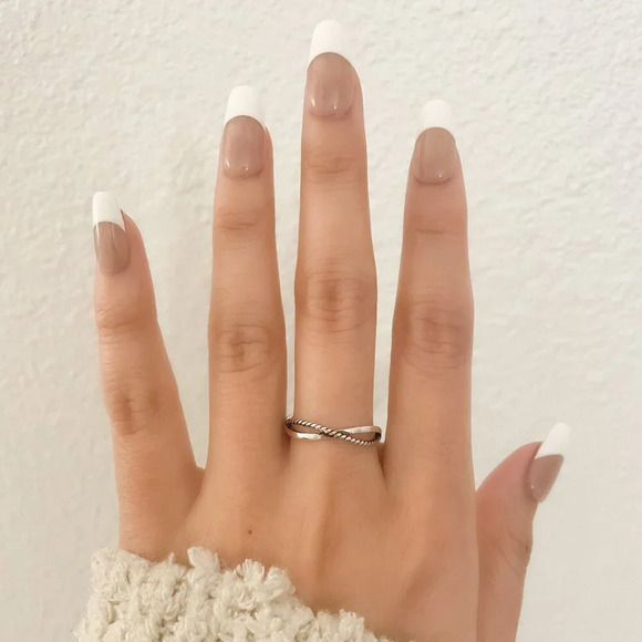 925 Sterling Silver Criss Cross Ring Dainty Layer Ring Stack Ring Band - Picture 5 of 9